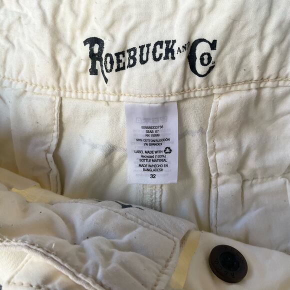 Roebuck & Co. Men’s Casual Flat Front Khaki Shorts size 32, Ivory Off White - Picture 5 of 7